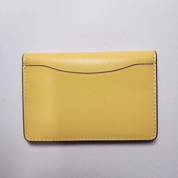 NWT Coach Id License Credit Card Wallet Refined Calf Leather Yellow CJ728 - Picture 3 of 3